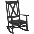 Polywood Braxton Black Cross Back Porch Rocking Chair 633R180BL